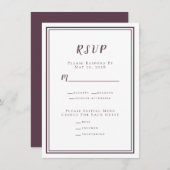 Minimalistisch bruiloft RSVP Menu Paars White (Voorkant / Achterkant)