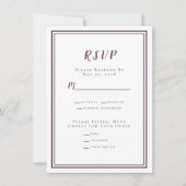 Minimalistisch bruiloft RSVP Menu Paars White (Voorkant)