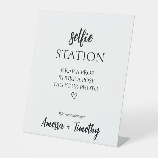 Minimalistisch Bruiloft Selfie Station Bord Reclamebord Met Voetstuk (Voorkant)
