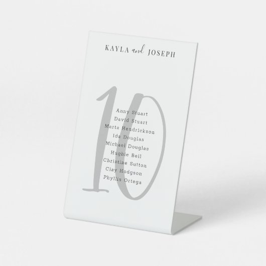 Minimalistisch bruiloft Tafelnummer 10 Reclamebord Met Voetstuk (Voorkant)
