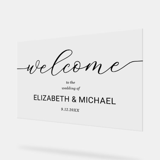 Minimalistisch bruiloft Welkom Acryl Bord (Hoek)