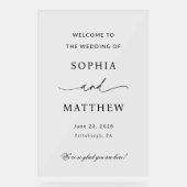 Minimalistisch bruiloft Welkom Acryl Bord (Voorkant)