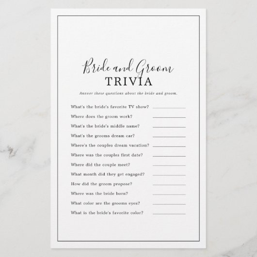 Minimalistisch bruiloft Welkom en Ice Breaker Game Flyer (Achterkant)