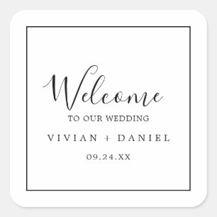 Minimalistisch bruiloft Welkom Vierkante Sticker
