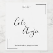 Minimalistisch Bruiloft Wijn Label met Overgestoke Wijn Etiket (Enkel label)
