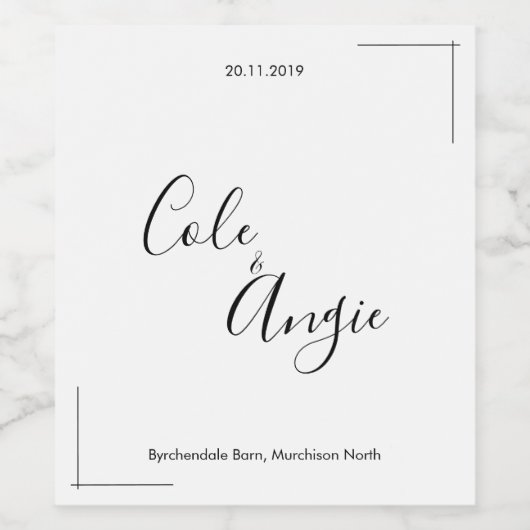 Minimalistisch Bruiloft Wijn Label met Overgestoke Wijn Etiket (Enkel label)