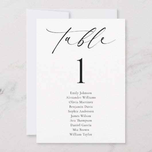 Minimalistisch Bruiloft Zitkaarten Tafelnummer Kaa (Voorkant)