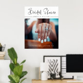 Minimalistisch bruiloftsbord met foto poster (Thuiskantoor)