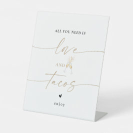 Minimalistisch Bruiloftsfeest Love and Tacos Bord Reclamebord Met Voetstuk