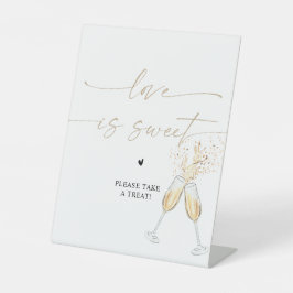 Minimalistisch Bruiloftsfeest Love Is Sweet Bord Reclamebord Met Voetstuk
