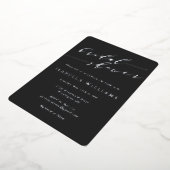 Minimalistisch Bruiloftsfeest Zwart Zilver Folie Uitnodiging (Gedraaid)