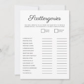 Minimalistisch Bruiloftsspel Script Scattergories  Feestdagenkaart (Voorkant)