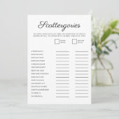 Minimalistisch Bruiloftsspel Script Scattergories  Feestdagenkaart (Staand voorkant)