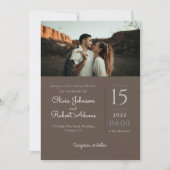 Minimalistisch bruin-2-foto's bruiloft kaart (Voorkant)