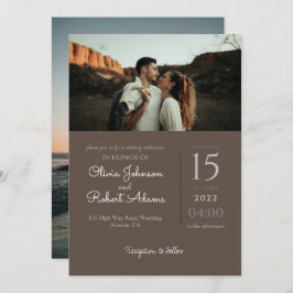 Minimalistisch bruin-2-foto's bruiloft kaart