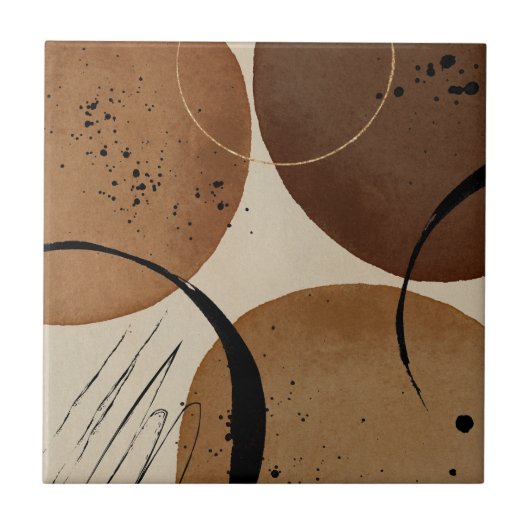 Minimalistisch bruin Abstract Tegeltje (Voorkant)