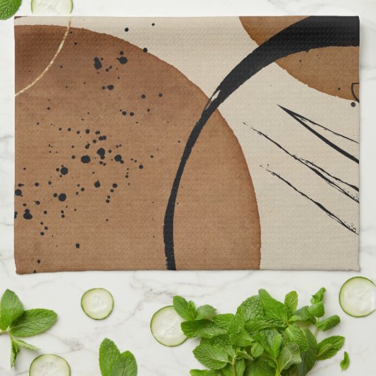 Minimalistisch bruin Abstract Theedoek (Gevouwen)