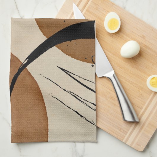 Minimalistisch bruin Abstract Theedoek (Quarter Fold)