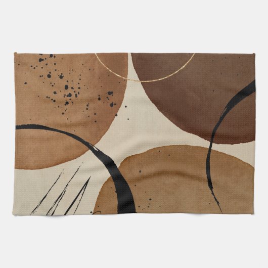 Minimalistisch bruin Abstract Theedoek (Horizontaal)