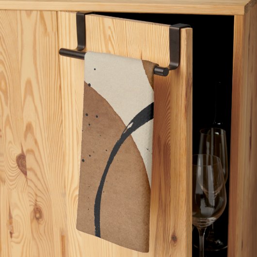 Minimalistisch bruin Abstract Theedoek (Derde Gevouwen)