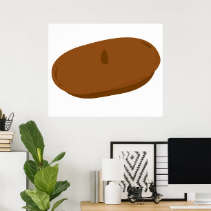 Minimalistisch bruin baret Frans Pet Poster