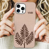 Minimalistisch bruin botanisch monogram Case-Mate iPhone case