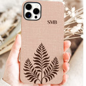 Minimalistisch bruin botanisch monogram Case-Mate iPhone case