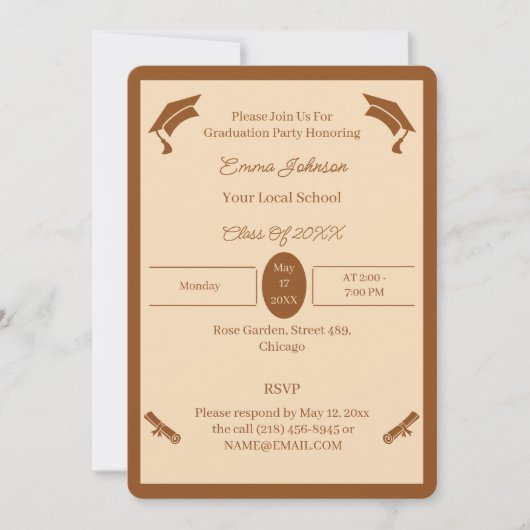 Minimalistisch bruin en beige aangepast Afstuderen Kaart (Voorkant)
