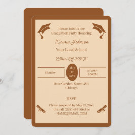 Minimalistisch bruin en beige aangepast Afstuderen Kaart