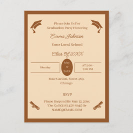 Minimalistisch bruin en beige aangepaste afstudere aankondigingskaart