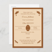 Minimalistisch bruin en beige aangepaste afstudere aankondigingskaart (Voorkant / Achterkant)