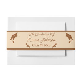 Minimalistisch bruin en beige Afstuderen gepersona Uitnodigingen Wikkel