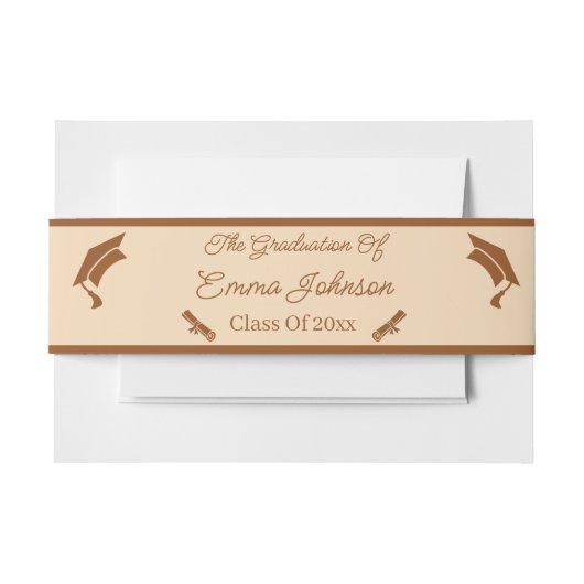 Minimalistisch bruin en beige Afstuderen gepersona Uitnodigingen Wikkel (Voorkant Voorbeeld)