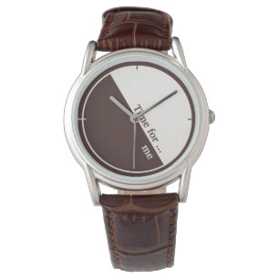 Minimalistisch bruin en wit, 60°, tekst horloge