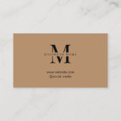 Minimalistisch Bruin Initiaal Script Klantenkaartje (Achterkant)