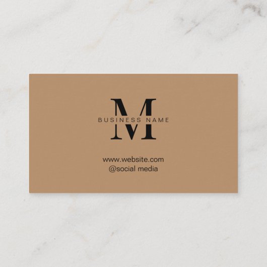 Minimalistisch Bruin Initiaal Script Klantenkaartje (Achterkant)