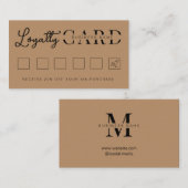 Minimalistisch Bruin Initiaal Script Klantenkaartje (Voorkant / Achterkant)