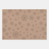 Minimalistisch bruin kraft + zwart kersttrio cadea inpakpapier vel (Voorkant 3)