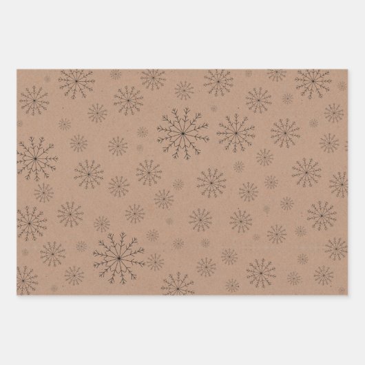 Minimalistisch bruin kraft + zwart kersttrio cadea inpakpapier vel (Voorkant 3)