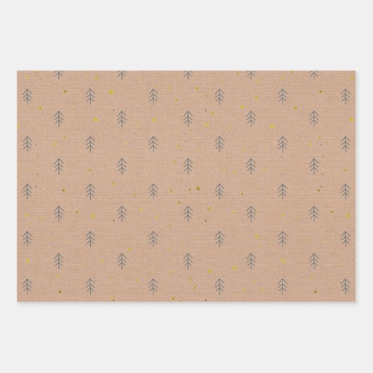 Minimalistisch bruin kraft + zwart kersttrio cadea inpakpapier vel (Voorkant)