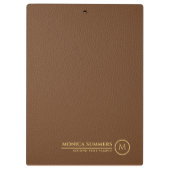 Minimalistisch bruin lederen tekst op maat monogra klembord (Achterkant)