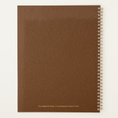 Minimalistisch bruin lederen tekst op maat monogra planner (Achterkant)