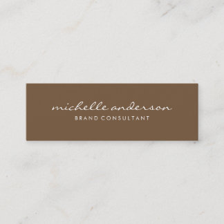 Minimalistisch Bruin met Cursieve Tekst Mini Visitekaartje