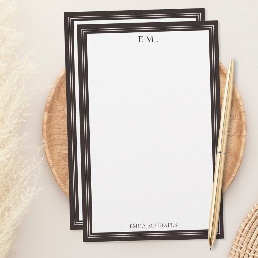 Minimalistisch bruin monogram briefpapier