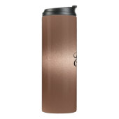 Minimalistisch bruin Roos monogram thermisch getum Thermosbeker (Gedraaid links)