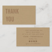 Minimalistisch bruinktpapier Dank u wel en korting Visitekaartje (Voorkant / Achterkant)