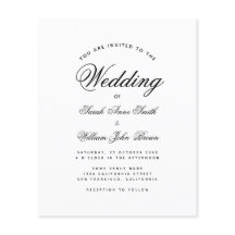 Minimalistisch budget zwart-wit trouwuitnodiging