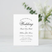 Minimalistisch budget zwart-wit trouwuitnodiging (Staand voorkant)