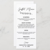 Minimalistisch buffet voor zwart-witbruiloft menu (Voorkant / Achterkant)