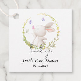 Minimalistisch Bunny en Vlinders Baby shower Bedankjes Labels